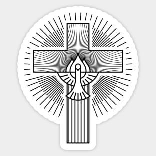 Christian cross and dove - a symbol of the Spirit Sticker